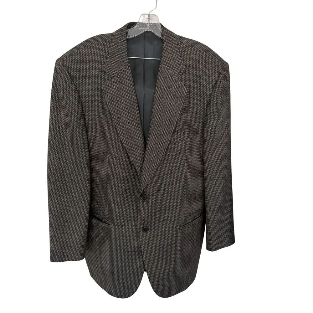 Lebole Gray, Brown, Blue Tweed Wool Blazer Jacket Sport Coat Italy Mens Size 46R